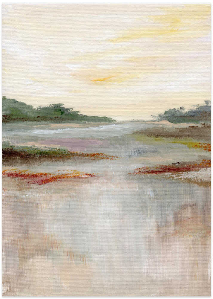 "Tranquil Wetland Glow" by Nikita Jariwala — Landscape Wall Art