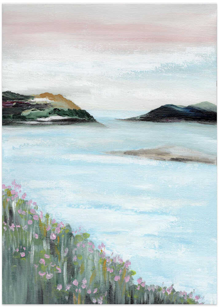 "Serene Coastal Blossoms" by Nikita Jariwala — Coastal Wall Art