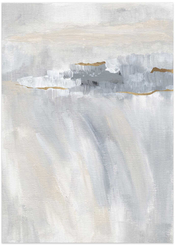 "Abstract Grey Gold Horizon" by Nikita Jariwala — Abstract Wall Art