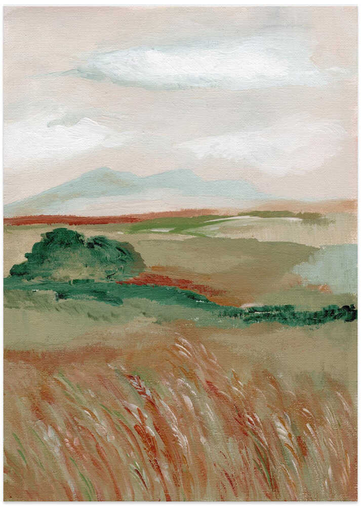 "Serene Mountain Field" by Nikita Jariwala — Landscape Wall Art