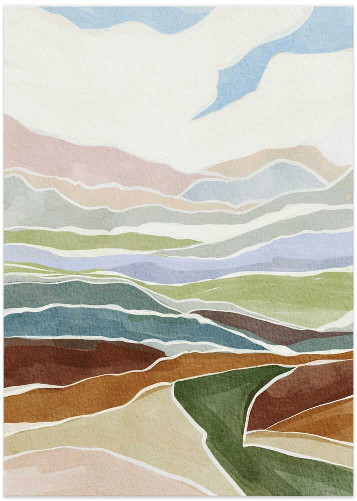 "Layered Landscape Hues" by Nikita Jariwala — Landscape Wall Art