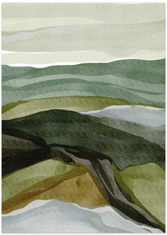 "Serene Green Landscape" by Nikita Jariwala — Landscape Wall Art