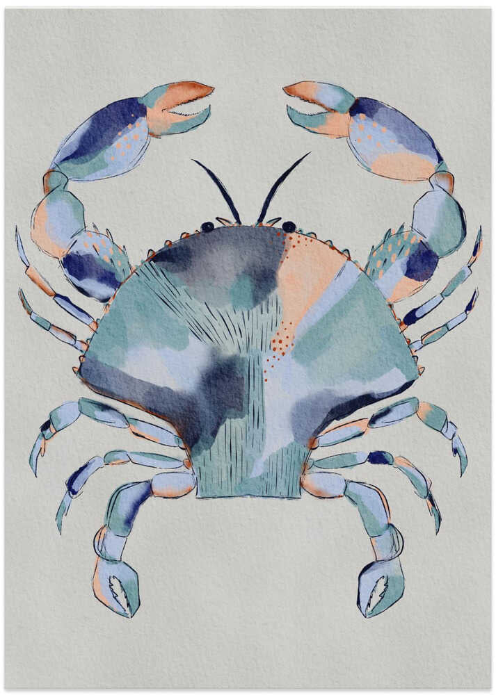"Coastal Blue Crab Painting" by Nikita Jariwala — Animals Wall Art