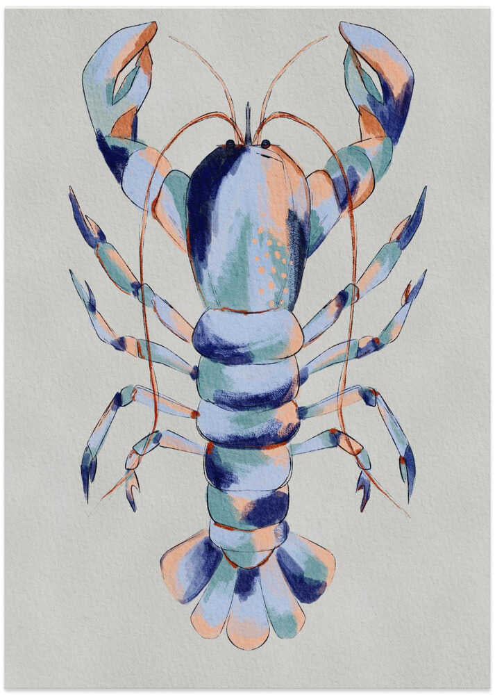 "Colorful Blue Lobster" by Nikita Jariwala — Animals Wall Art