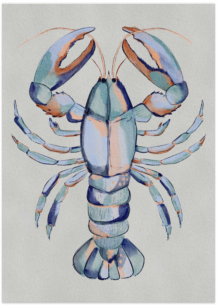 "Watercolor Blue Lobster" by Nikita Jariwala — Animals Wall Art