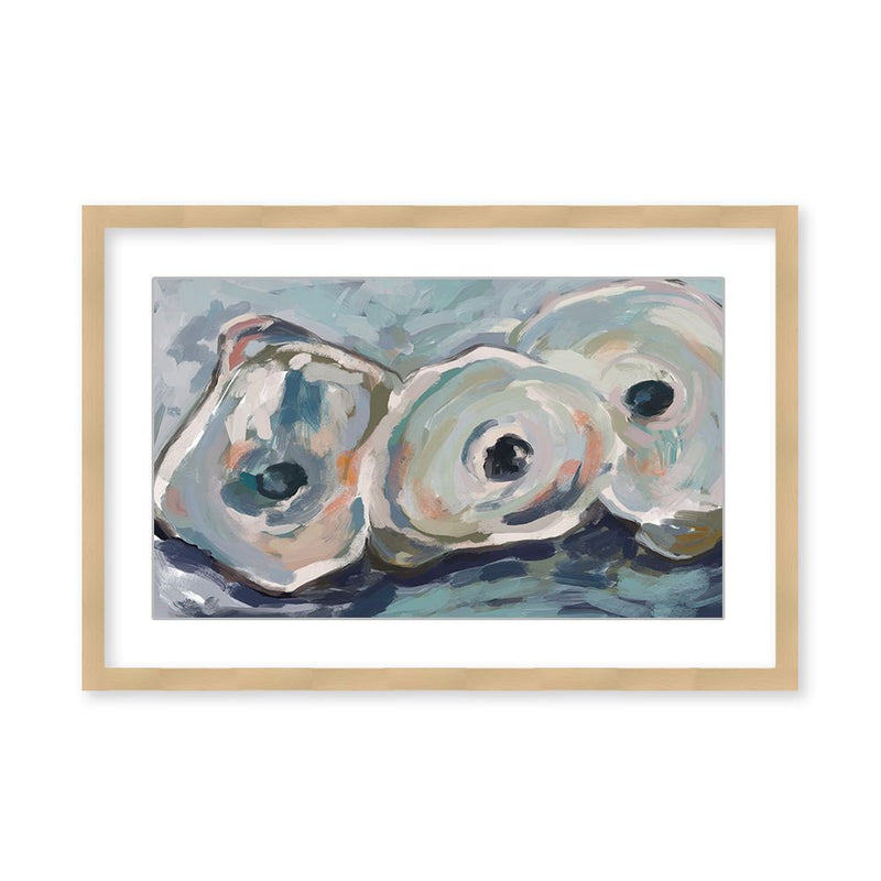 "Pearlescent Elegance: Oyster Abstract" Framed Matted Print Wall Art