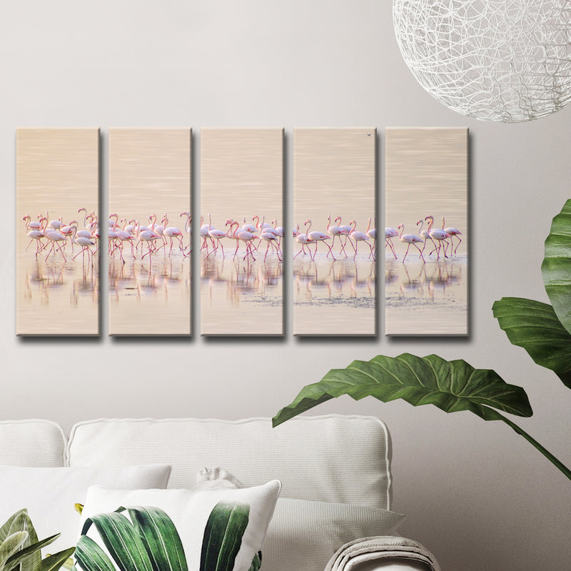 Marching Pinks' 5 Piece Wrapped Canvas Wall Art Set