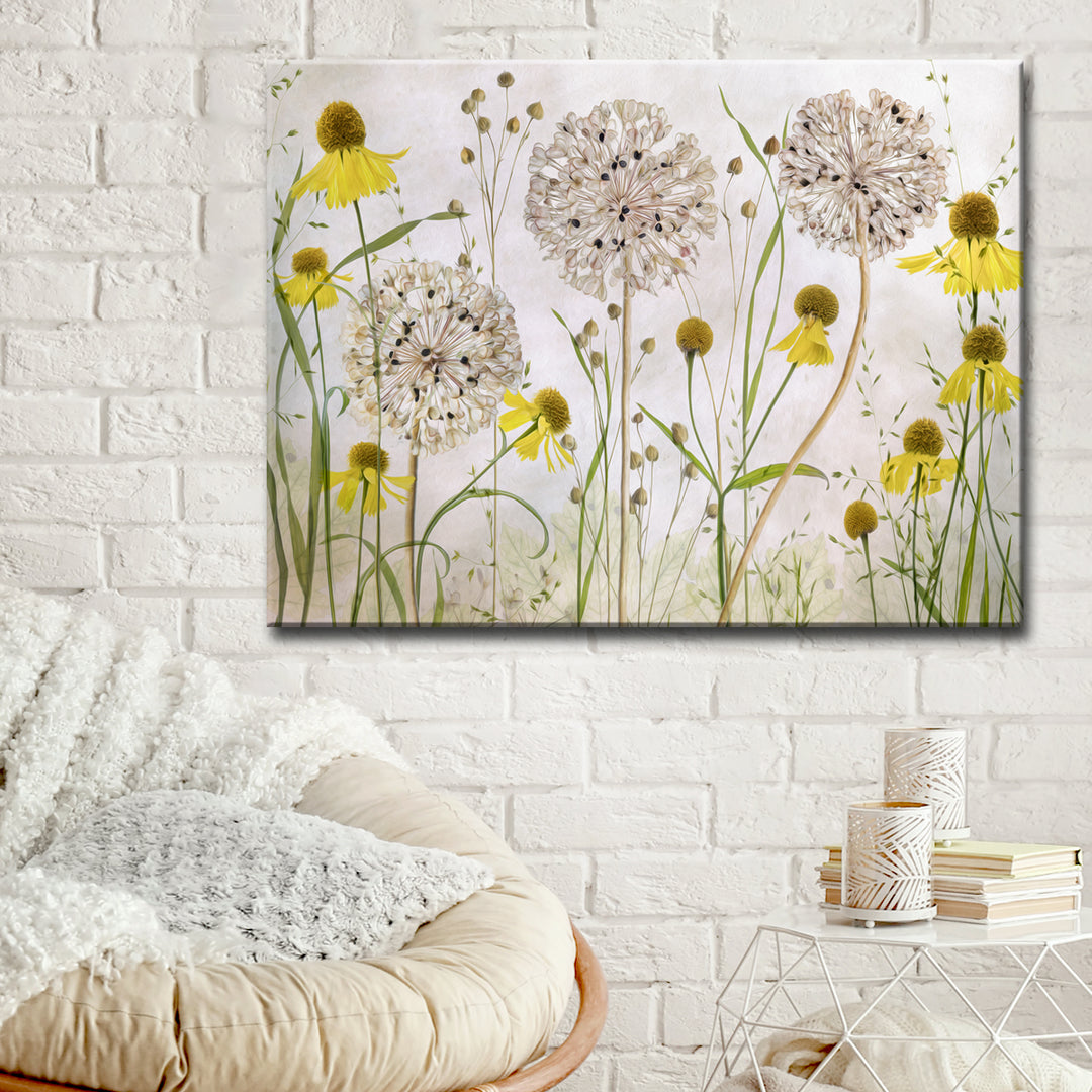 Alliums and Heleniums' Wrapped Canvas Wall Art