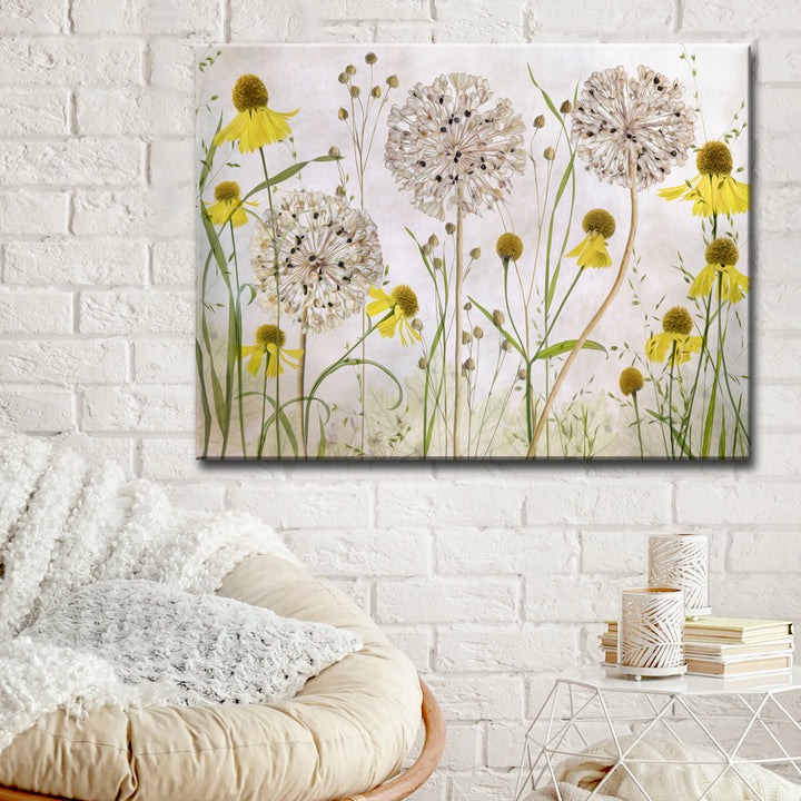 Alliums and Heleniums' Wrapped Canvas Wall Art