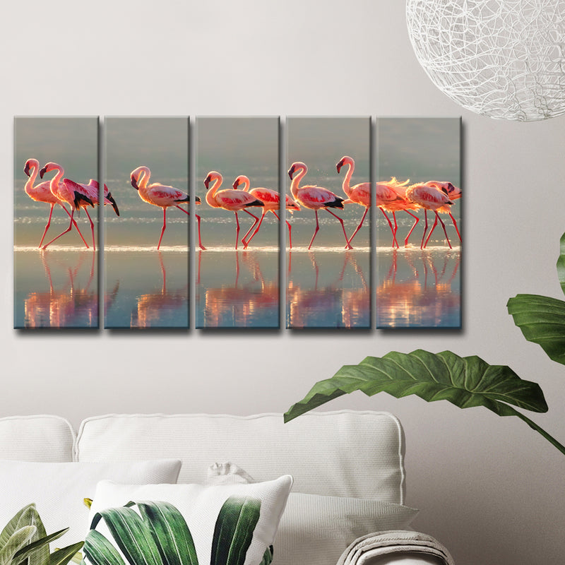 Flamingo' 5 Piece Wrapped Canvas Wall Art Set