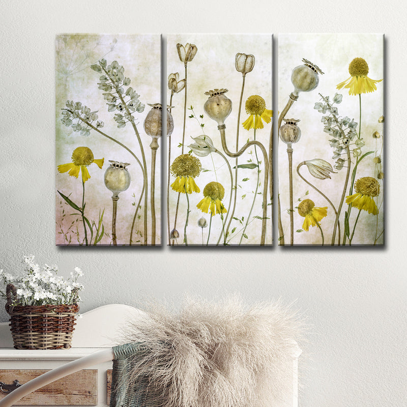 Poppies and Helenium' 3 Piece Wrapped Canvas Wall Art Set