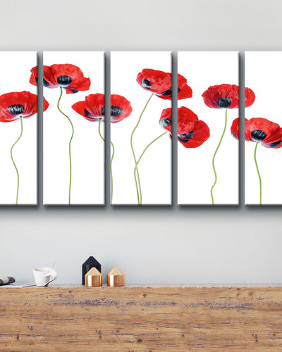 Ladybird Poppies' 5-Piece Wrapped Canvas Wall Art Set