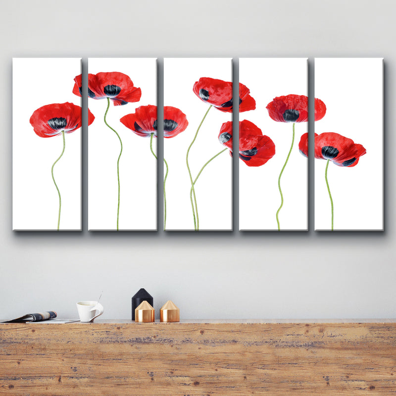 Ladybird Poppies' 5-Piece Wrapped Canvas Wall Art Set