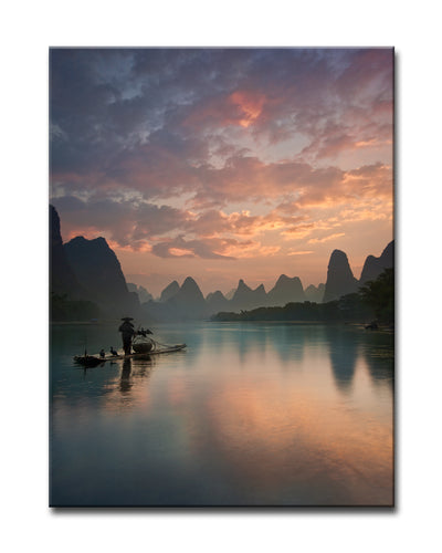 "Li River Sunrise" by Yan Zhang — Landscape Wall Art (Wrapped Canvas)