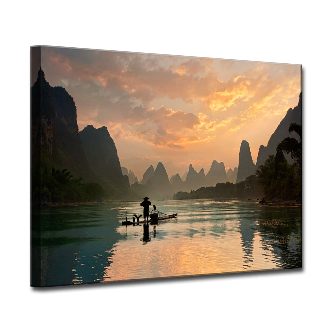 Golden Li River' Wrapped Canvas Wall Art
