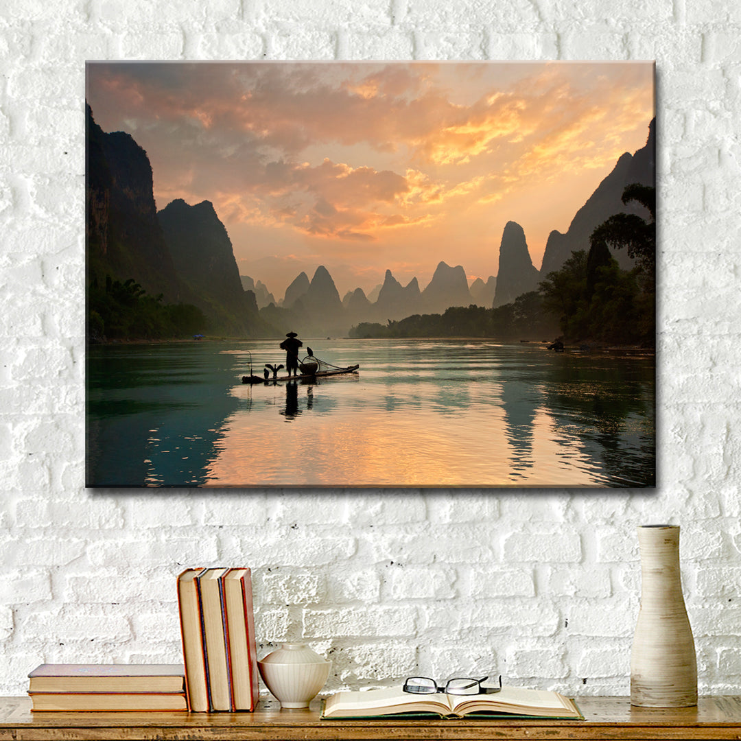 Golden Li River' Wrapped Canvas Wall Art