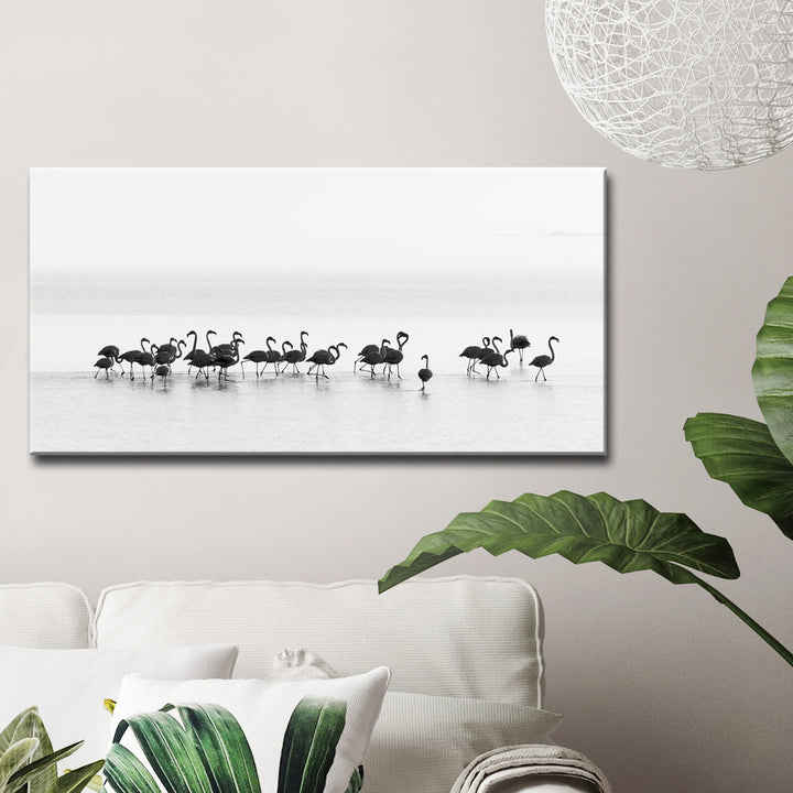 Flamingos' Wrapped Canvas Wall Art