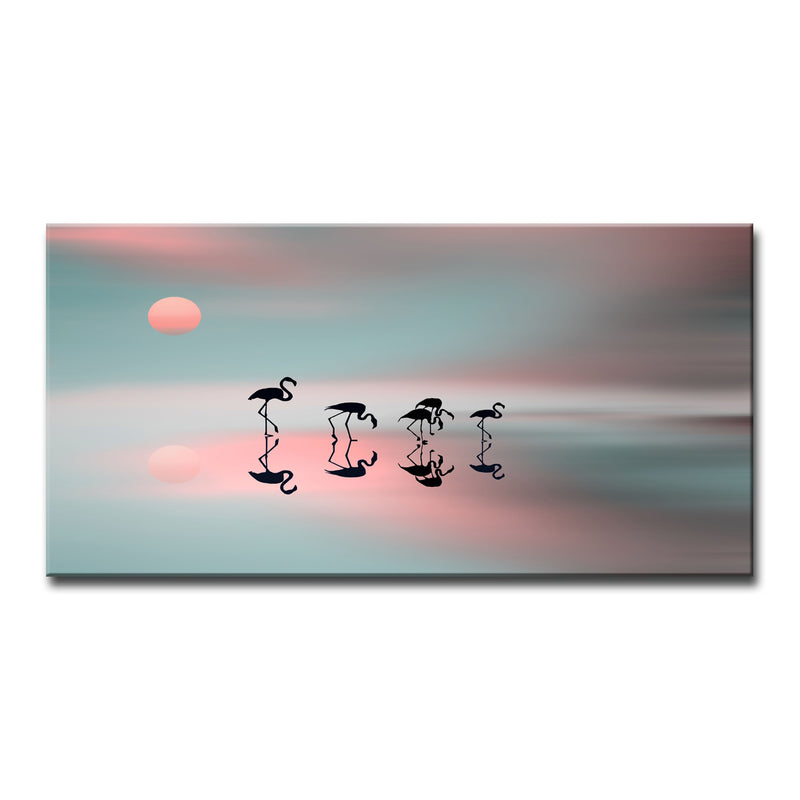 Family Flamingos' Wrapped Canvas Wall Art