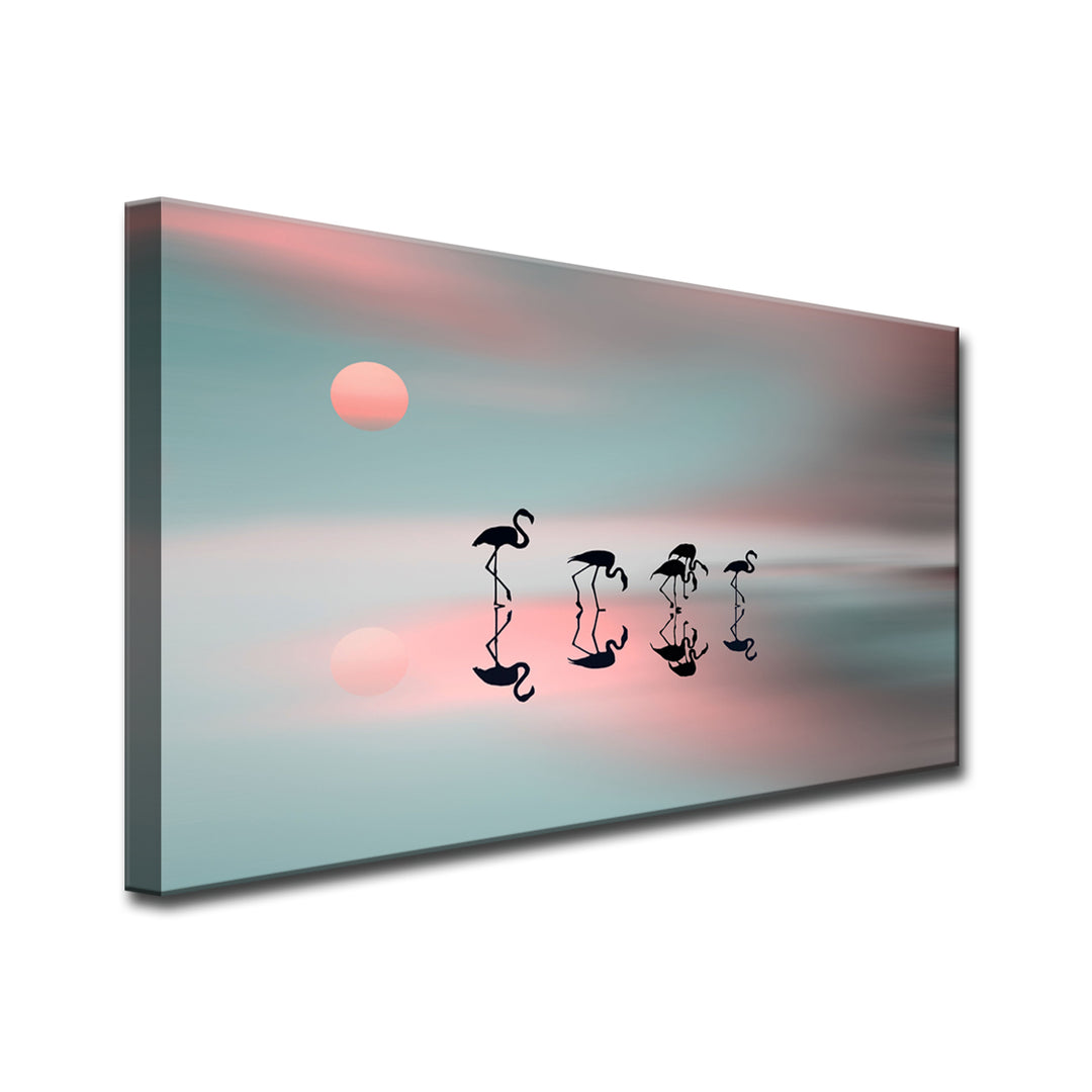 Family Flamingos' Wrapped Canvas Wall Art