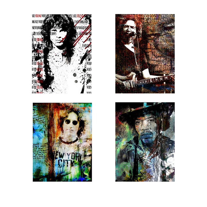'Rock Stars' 4-Piece Wrapped Canvas Wall Art Set