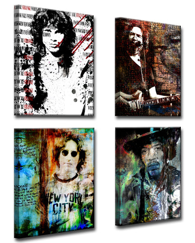 'Rock Stars' 4-Piece Wrapped Canvas Wall Art Set