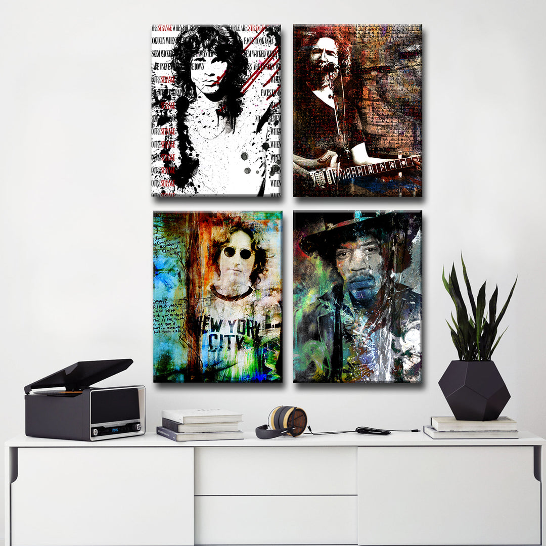 'Rock Stars' 4-Piece Wrapped Canvas Wall Art Set