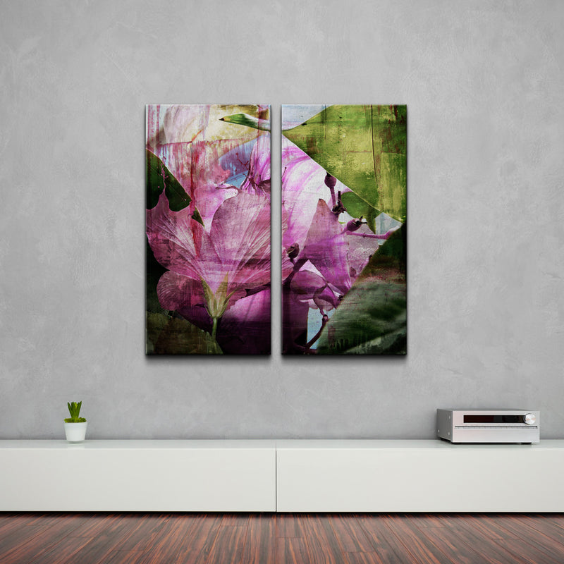 Hibiscus' Abstract 2 Piece Wrapped Canvas Wall Art