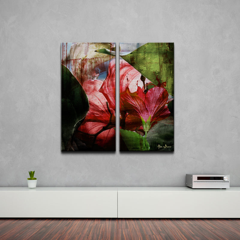 Hibiscus' 2 Piece Wrapped Canvas Wall Art Set