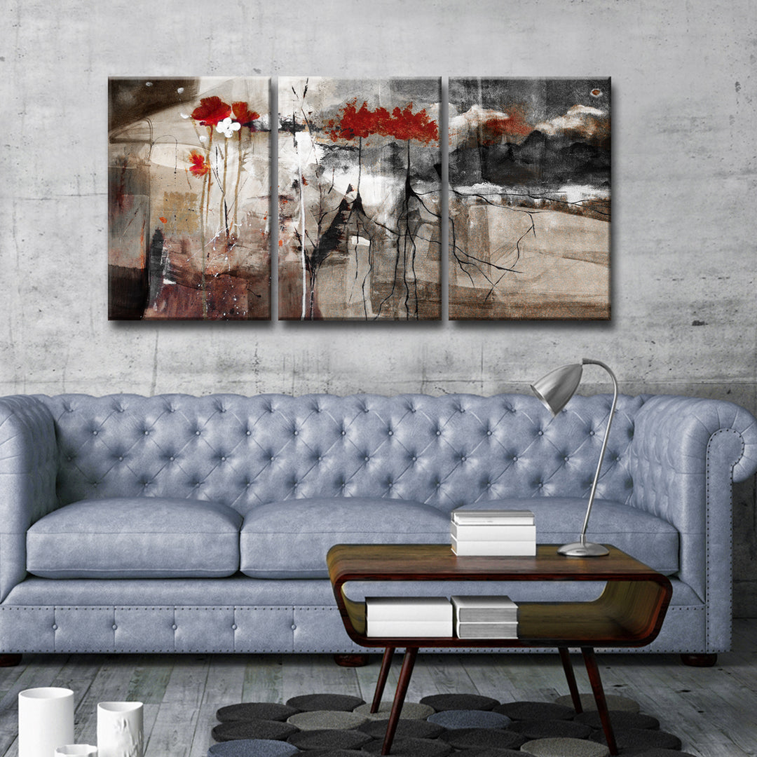 Abstract Flower VIII' Wrapped Canvas Wall Art Set