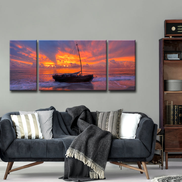 Shoreline's Kiss' 3 Piece Wrapped Canvas Wall Art Set