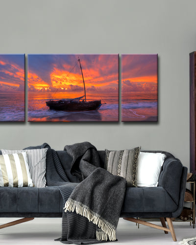 Shoreline's Kiss' 3 Piece Wrapped Canvas Wall Art Set