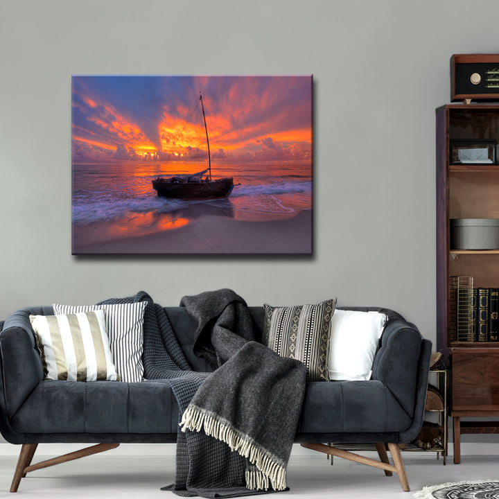 Shoreline's Kiss' Wrapped Canvas Wall Art
