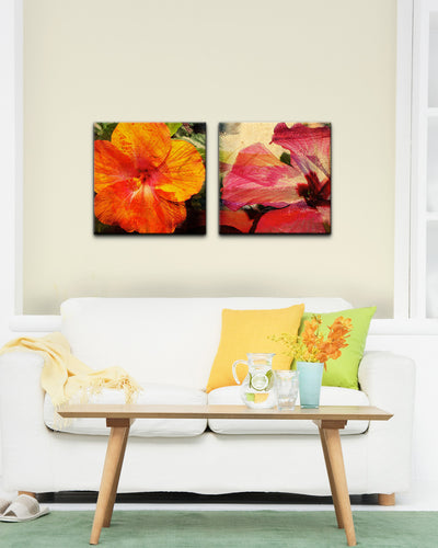 Tropical Hibiscus' 2-Piece Wrapped Canvas Wall Art Set