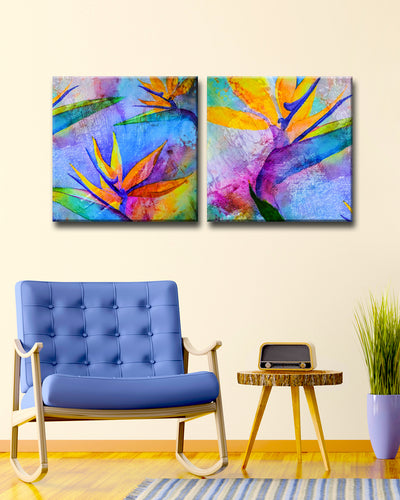 Tropical Birds of Paradise' 2-Piece Wrapped Canvas Wall Art Set