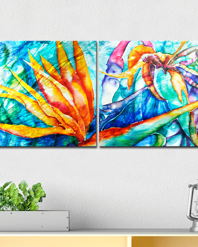 Tropical Birds of Paradise' 2-Piece Wrapped Canvas Wall Art Set