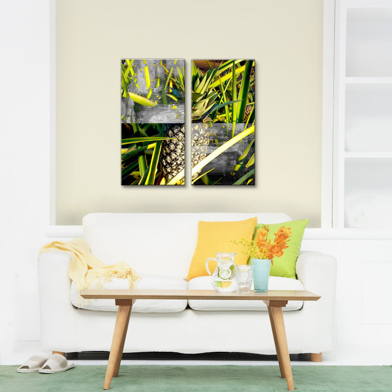 'Tropical Pineapple' 2-Piece Wrapped Canvas Wall Art Set