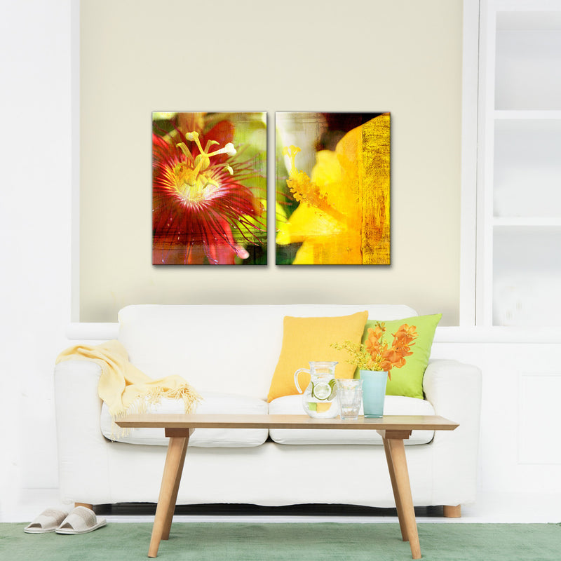 'Tropical Hibiscus' 2-Piece Wrapped Canvas Wall Art Set