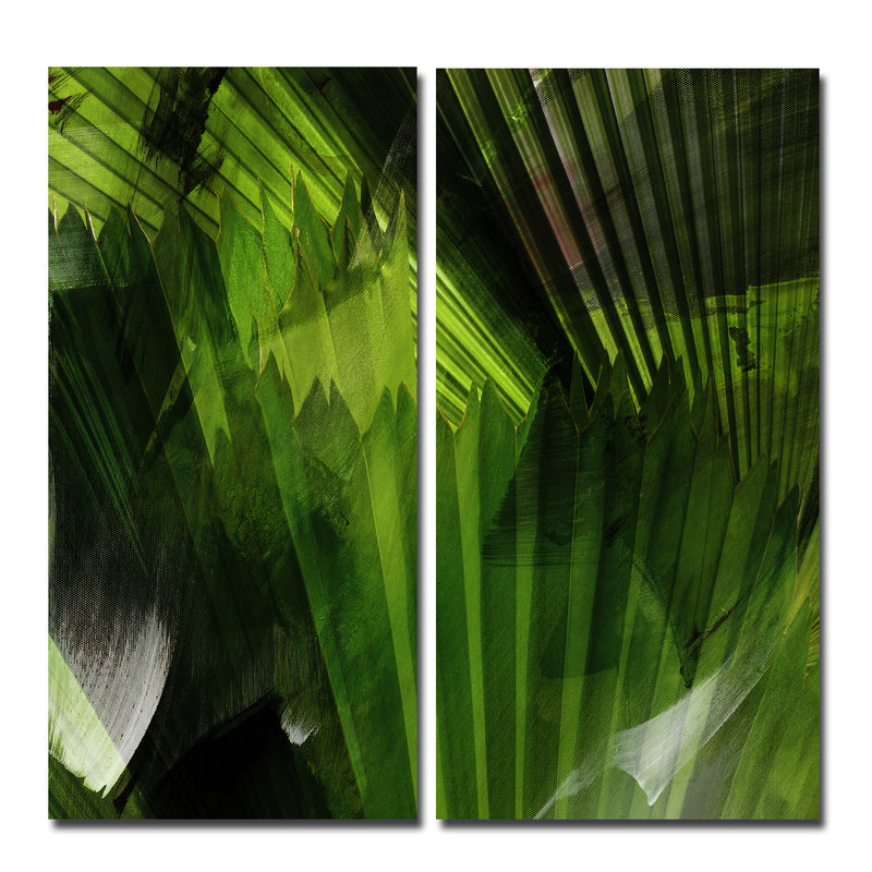 Abstract Palm Leaves' 2 Piece Wrapped Canvas Wall Art Set