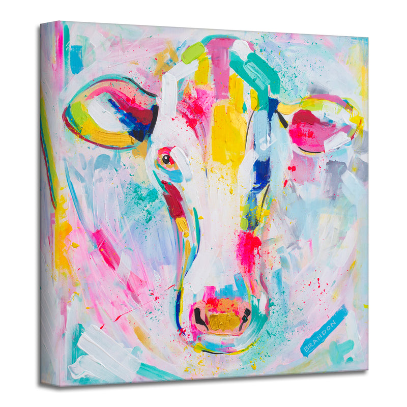 Colorburst Cow' Wrapped Canvas Wall Art