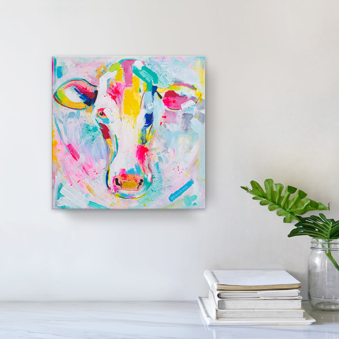 Colorburst Cow' Wrapped Canvas Wall Art