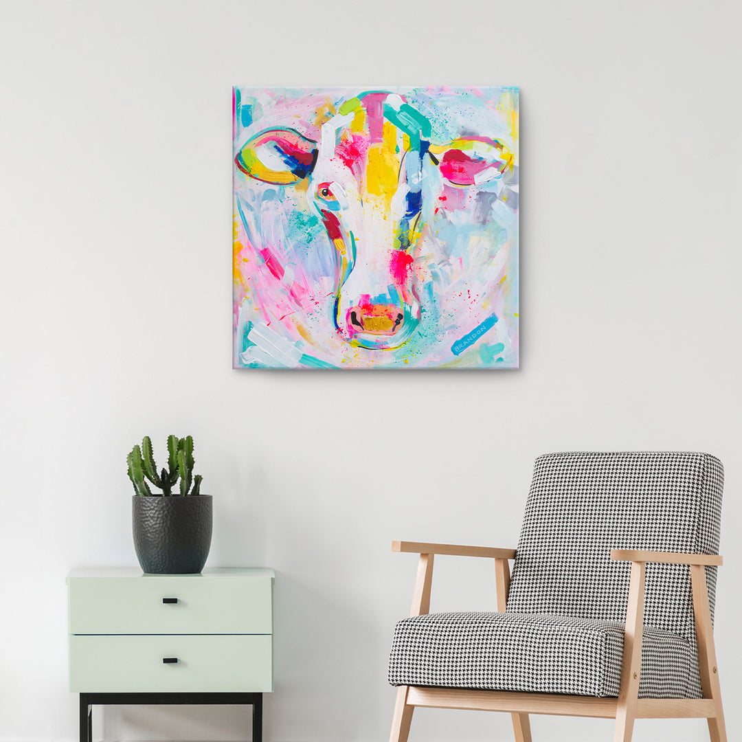 Colorburst Cow' Wrapped Canvas Wall Art