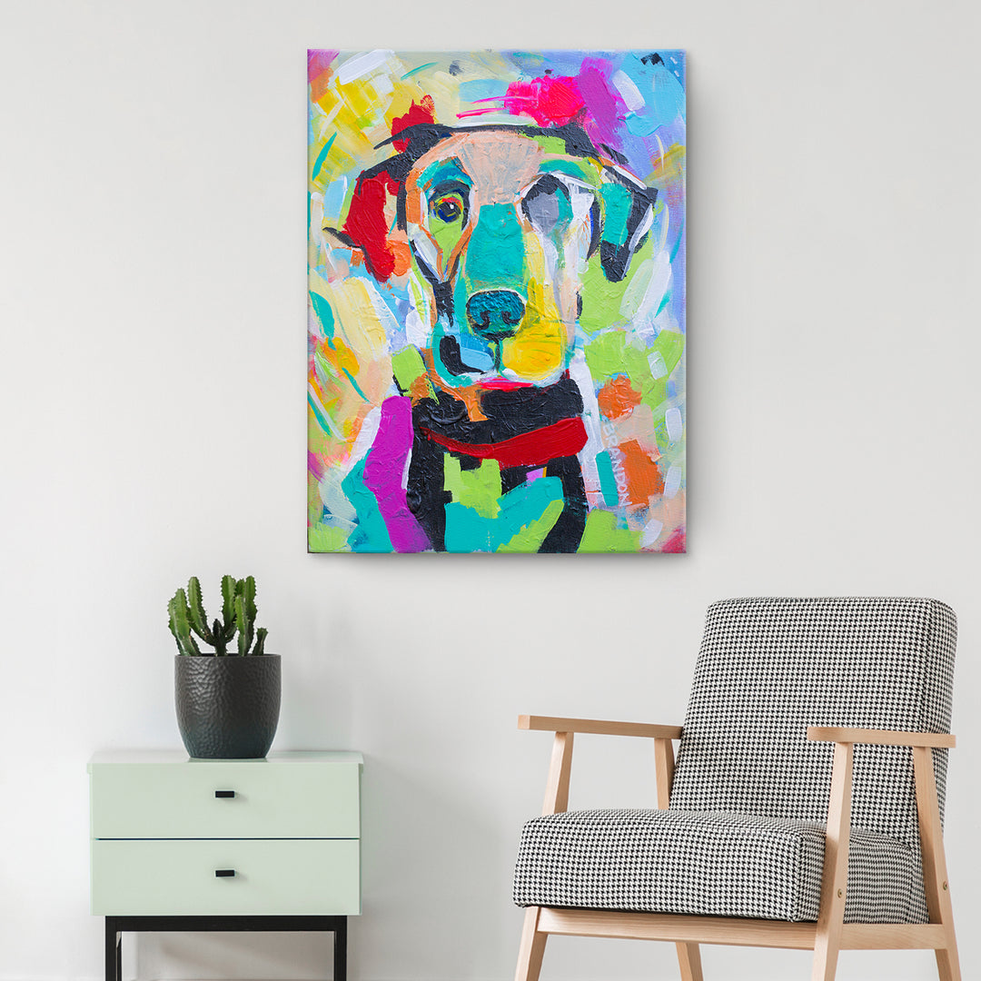 Colorburst Pup' Wrapped Canvas Wall Art