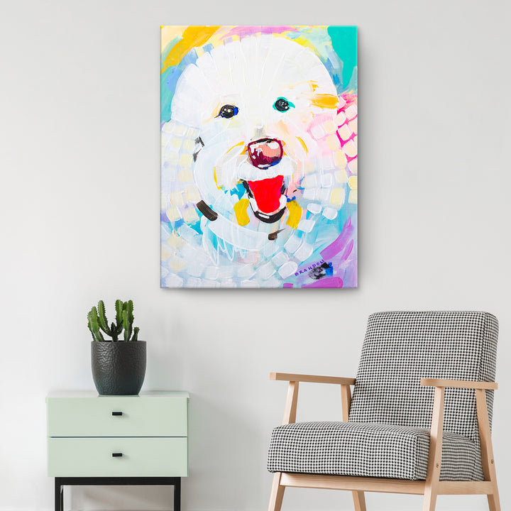 Colorburst Bichon' Wrapped Canvas Wall Art