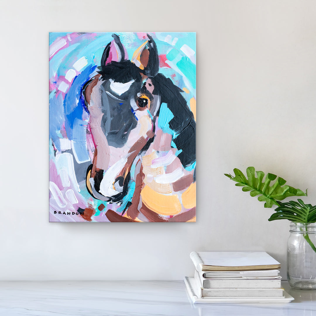 'Colorburst Horse' Wrapped Canvas Wall Art