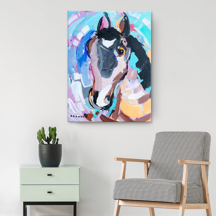 'Colorburst Horse' Wrapped Canvas Wall Art