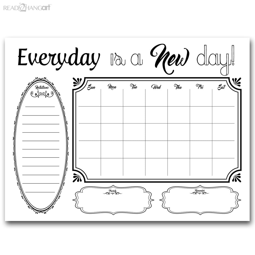 Shabby Chic Dry Erase Monthly Calendar on ArtPlexi