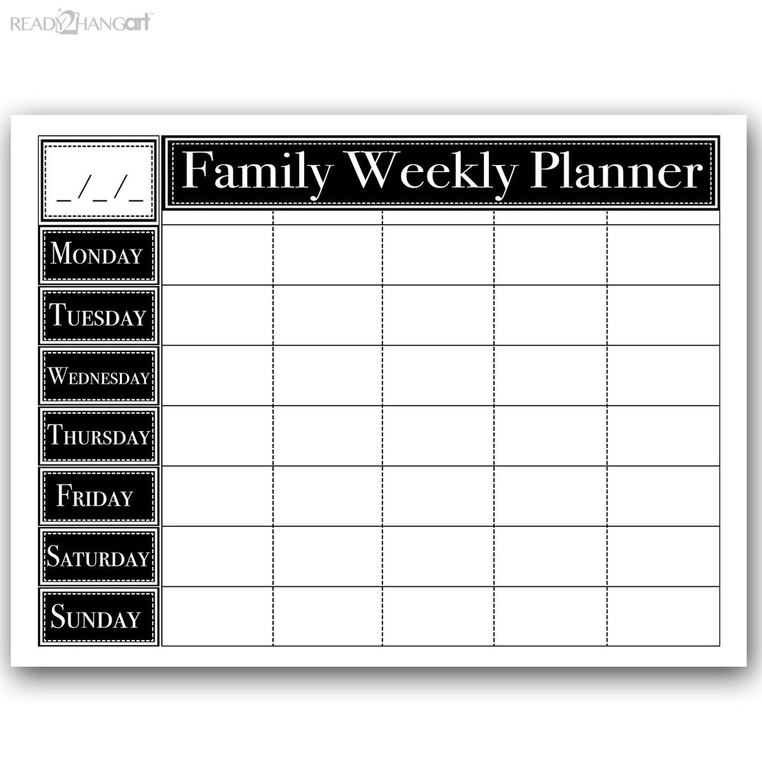 Dry Erase Family Weekly Calendar on ArtPlexi