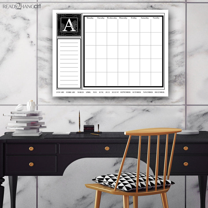 Monogram Dry Erase Monthly Calendar on ArtPlexi (12" x 16")
