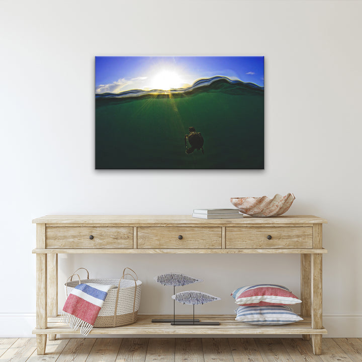 'Turtle Green Splitch Hatch' Wrapped Canvas Wall Art