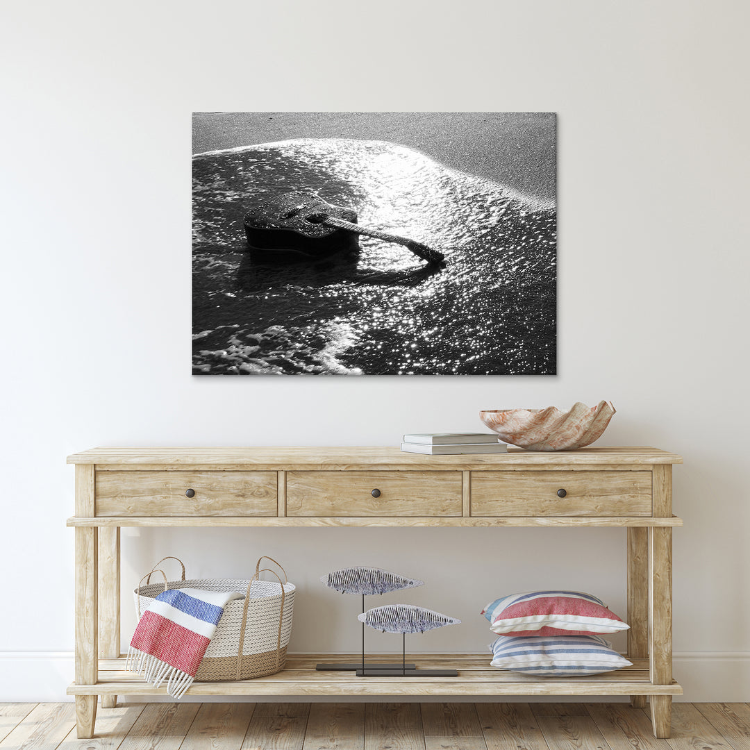 'Black and White Guitar' Wrapped Canvas Wall Art